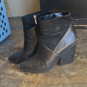 Vince Camuto Suede and Leather Black Ankle Boots